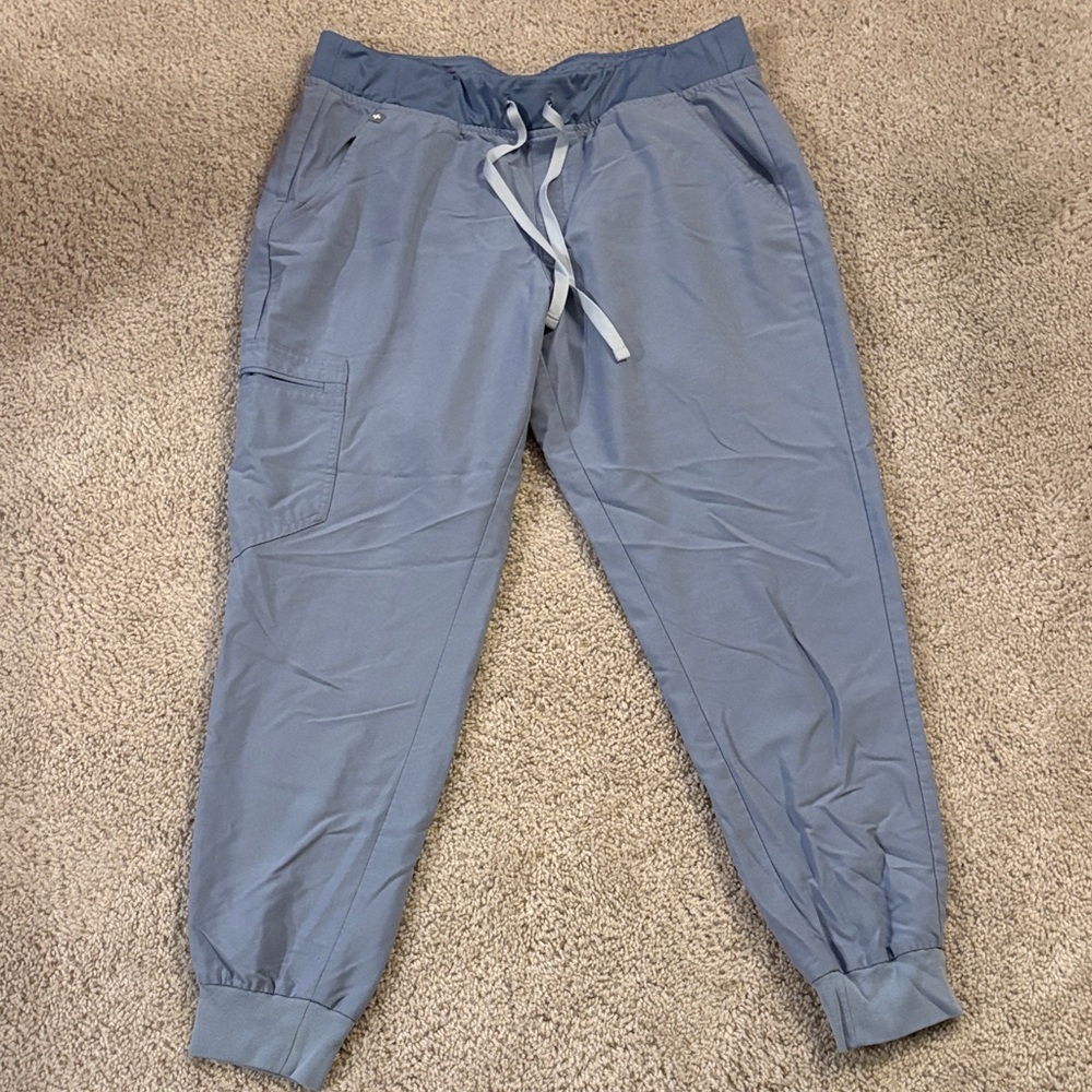 Gray/Blue Scrub Pants With Drawstring - image 1